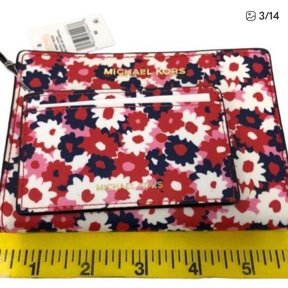 Michael Kors NWT Begonia Floral Carryall Wallet & Card Case Set - 2 Piece - Picture 3 of 11
